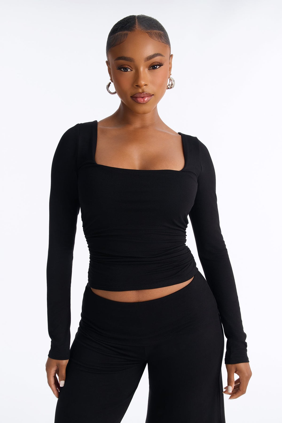 Avery Long Sleeve Gaucho Pant Set - Black