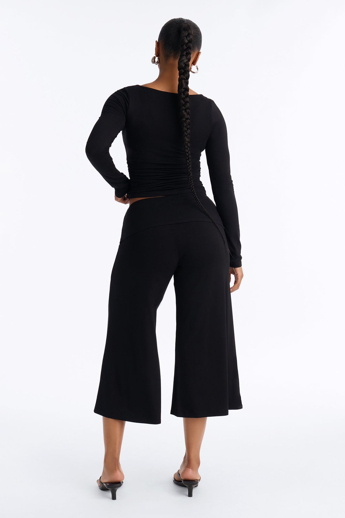 Avery Long Sleeve Gaucho Pant Set - Black