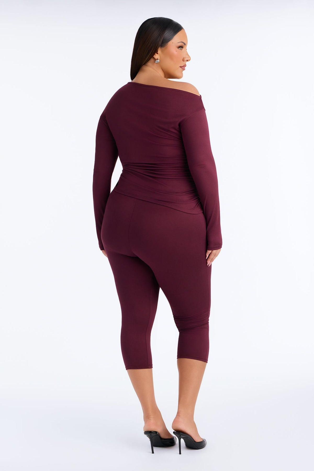 Leah Tie Waist Capri Set - Wine