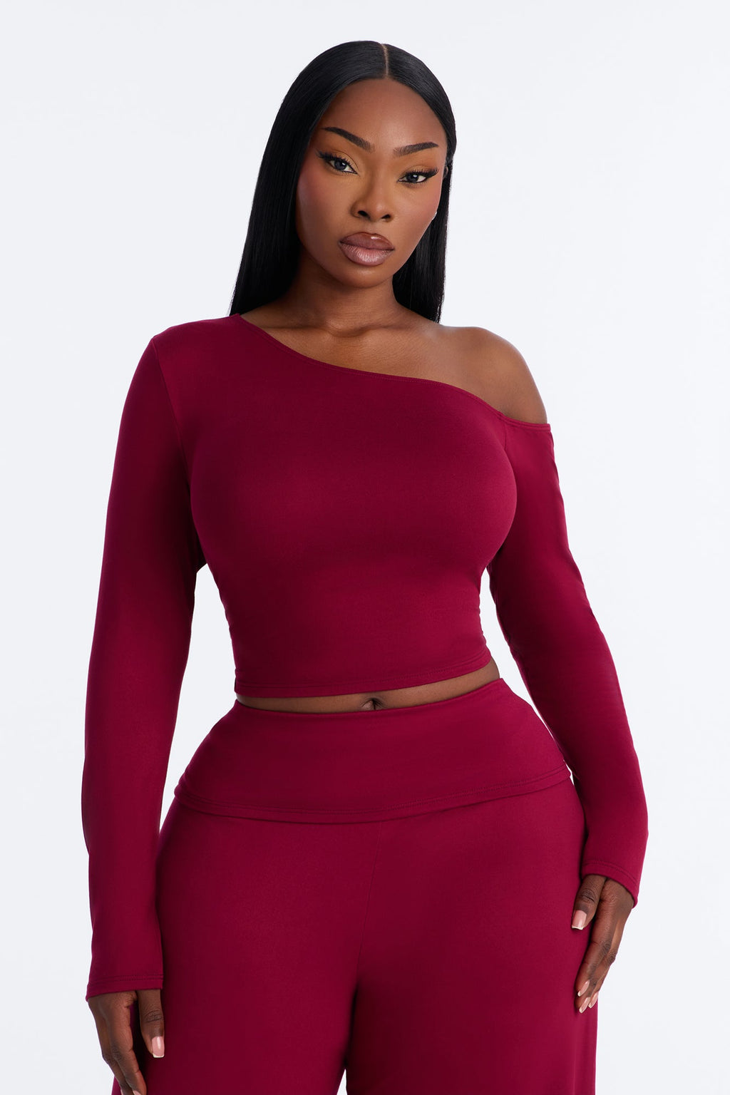 Natalia Off Shoulder Pant Set - Burgundy