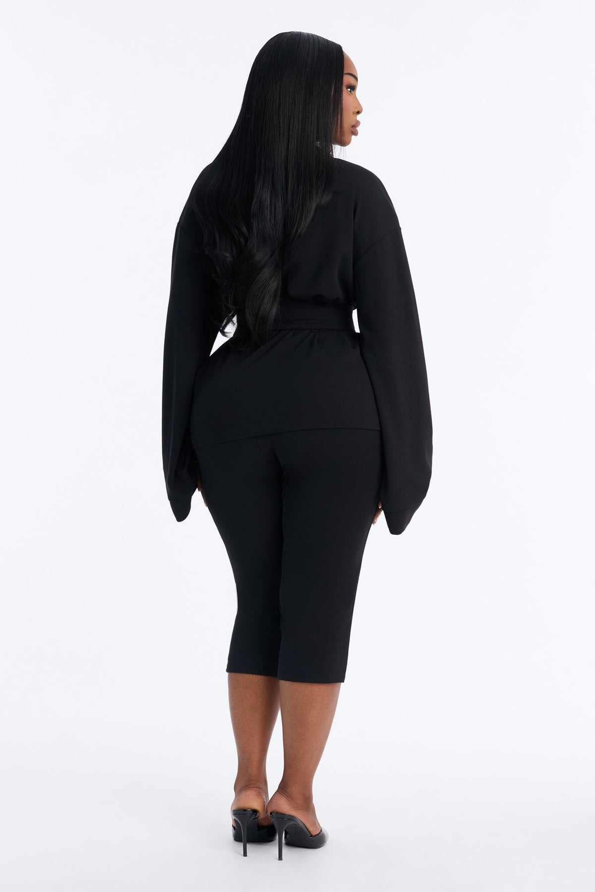 Marissa Belted 3 Piece Pant Set - Black