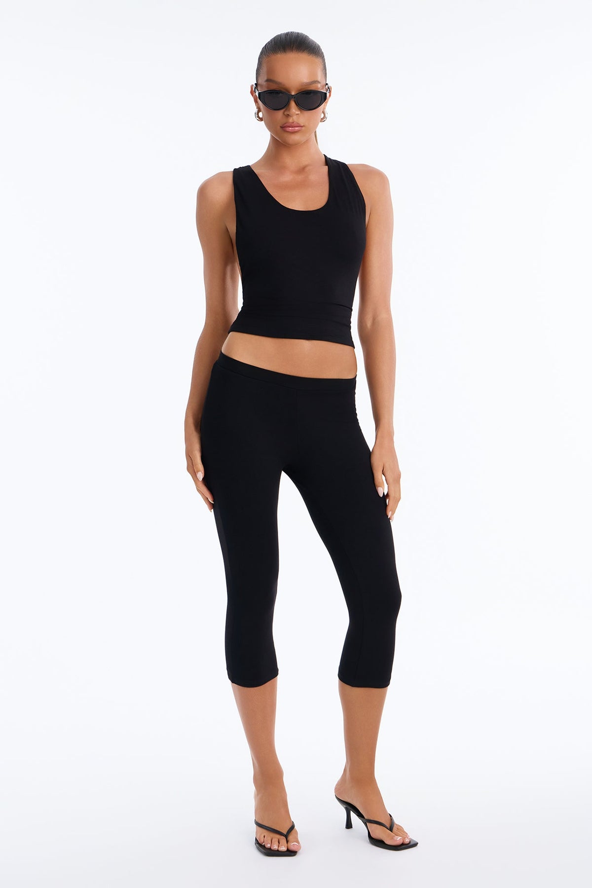 Morgan Racerback Capri Set - Black