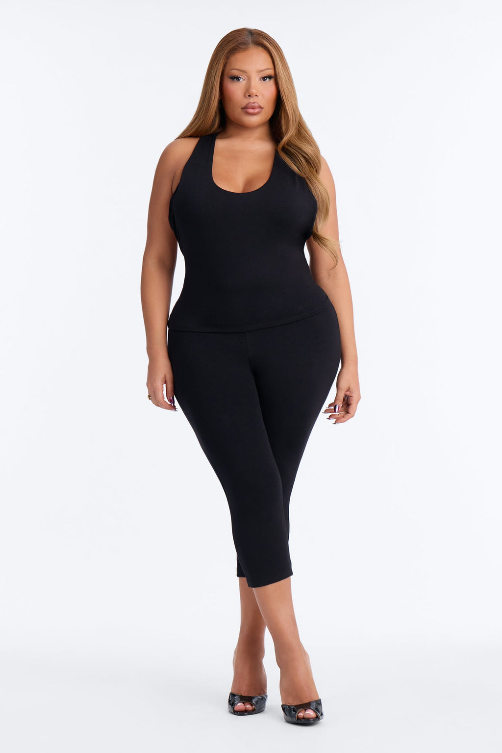 Morgan Racerback Capri Set - Black