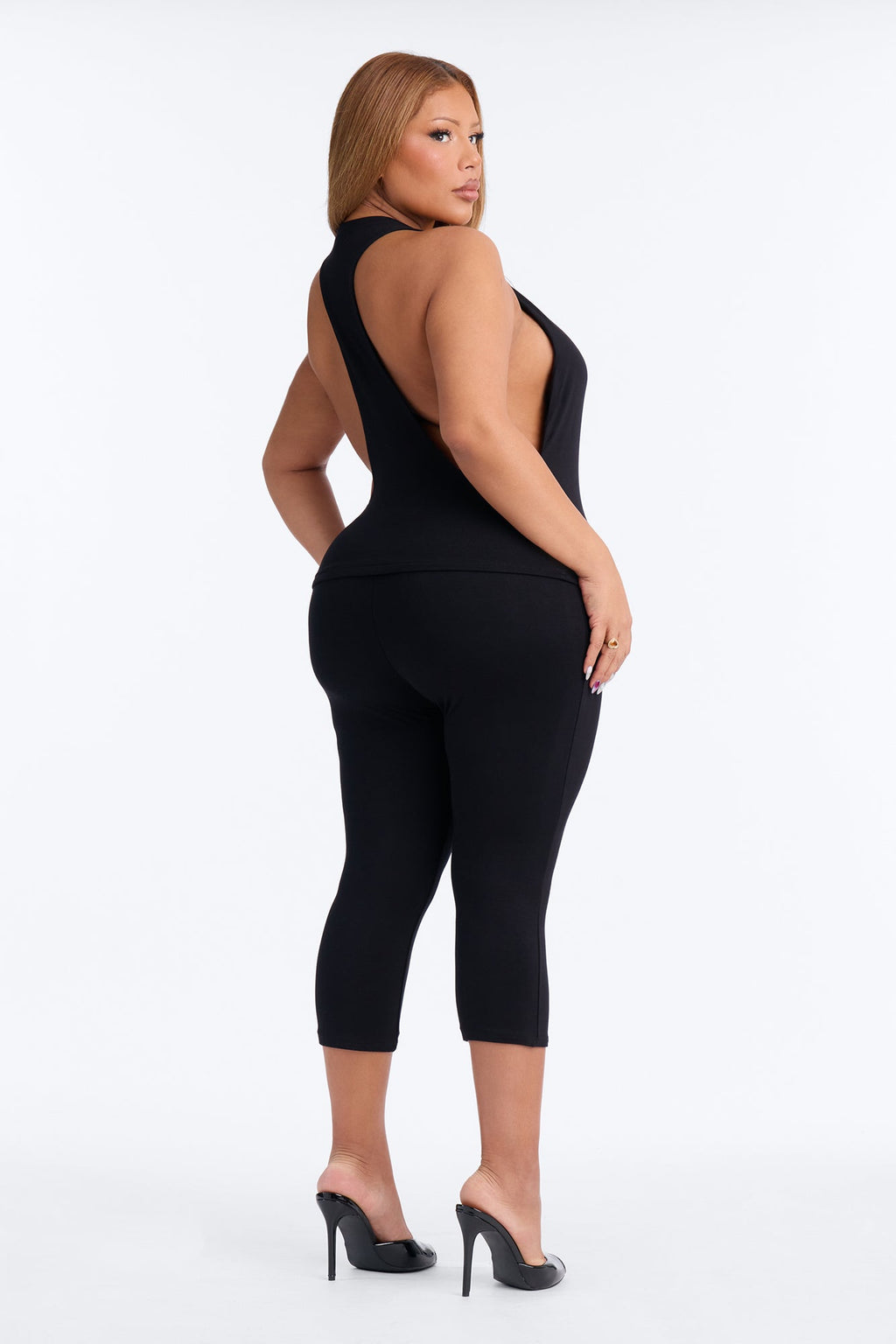 Morgan Racerback Capri Set - Black