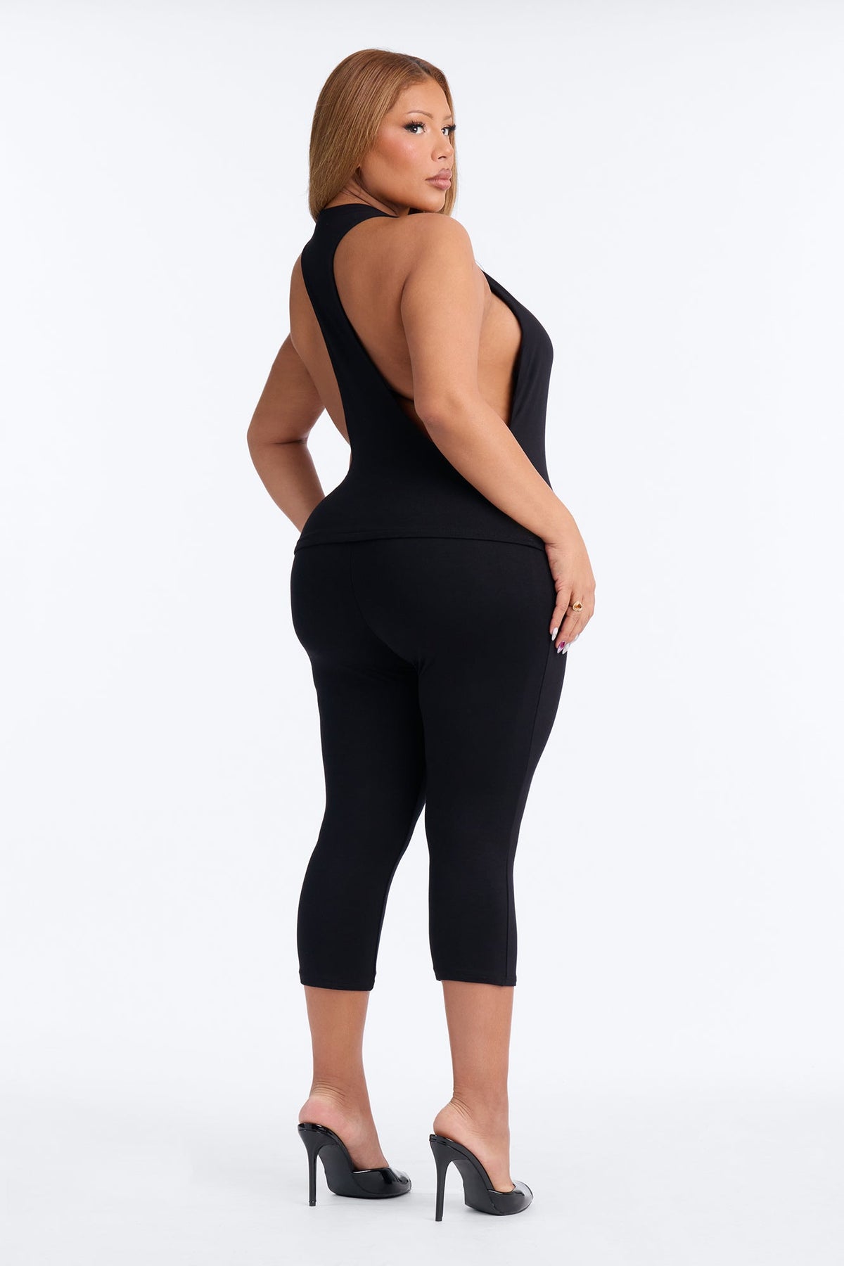 Morgan Racerback Capri Set - Black