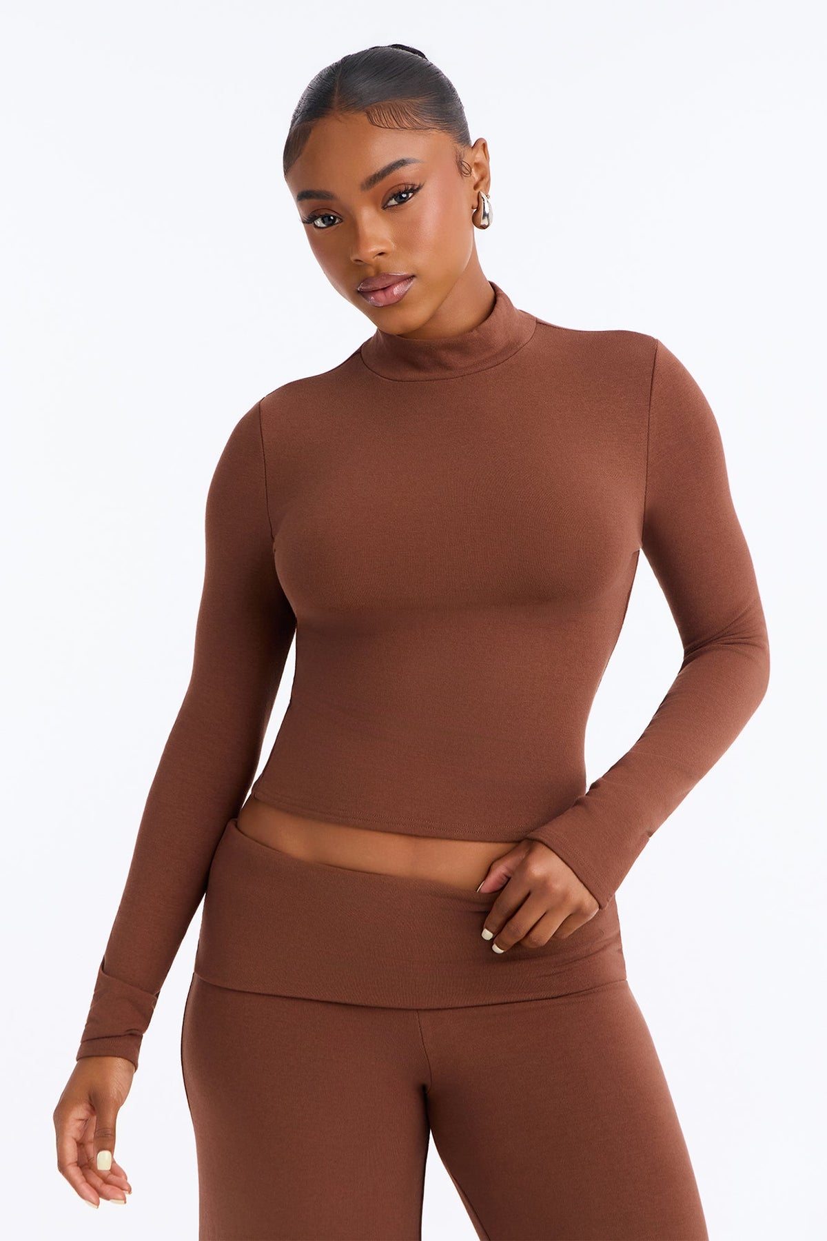 Walk And Talk Long Sleeve Gaucho Pant Set - Mocha