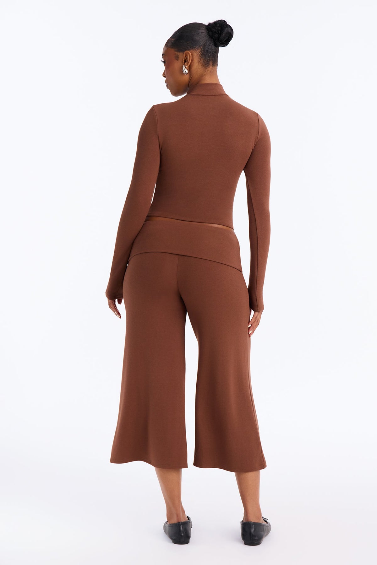 Walk And Talk Long Sleeve Gaucho Pant Set - Mocha