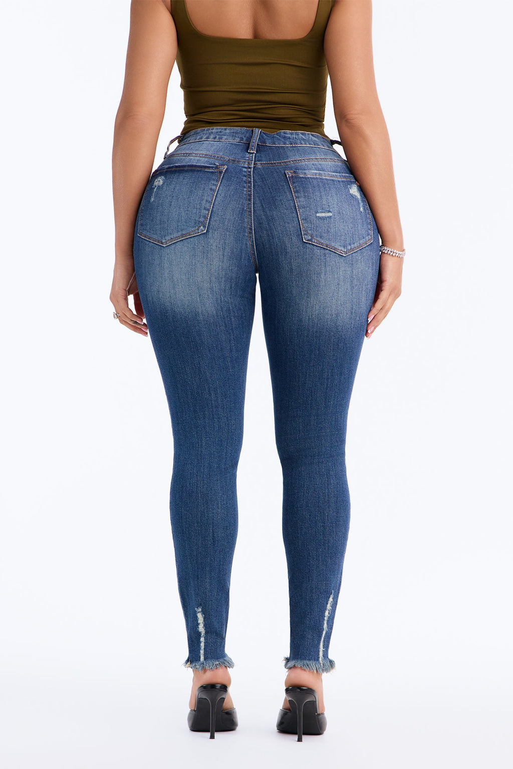 Rhylie Rip & Repair Skinny Jeans - Dark Wash