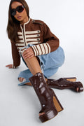 All the Time Platform Heeled Booties - Brown