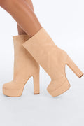 So On Point Suede Platform Booties - Taupe