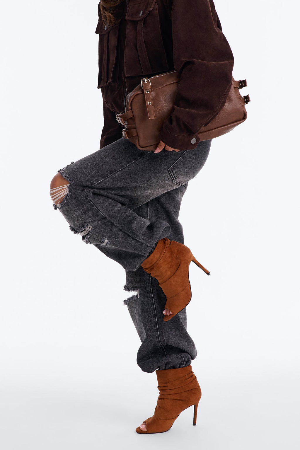 We Do This Suede Heeled Booties - Chestnut