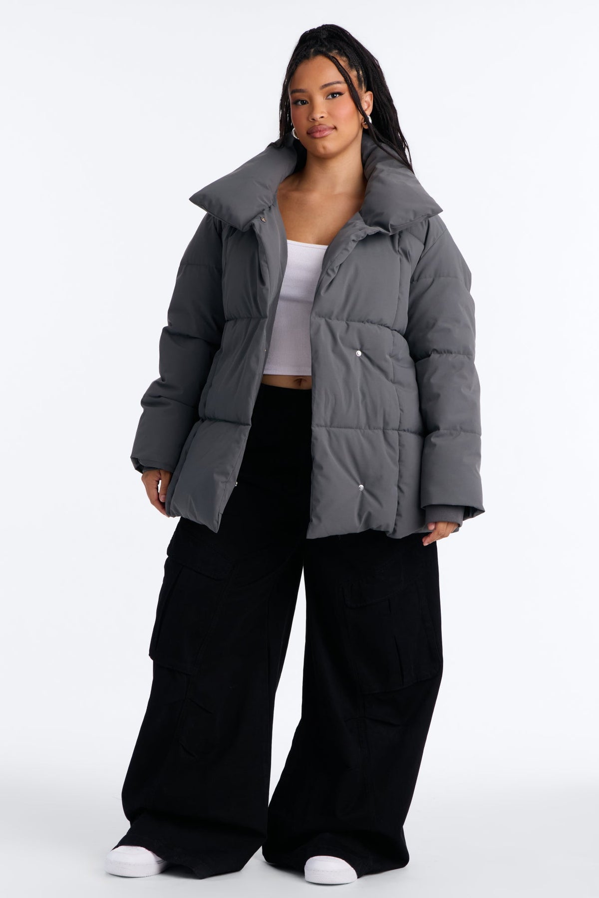 Mellow Mood Puffer Jacket - Charcoal
