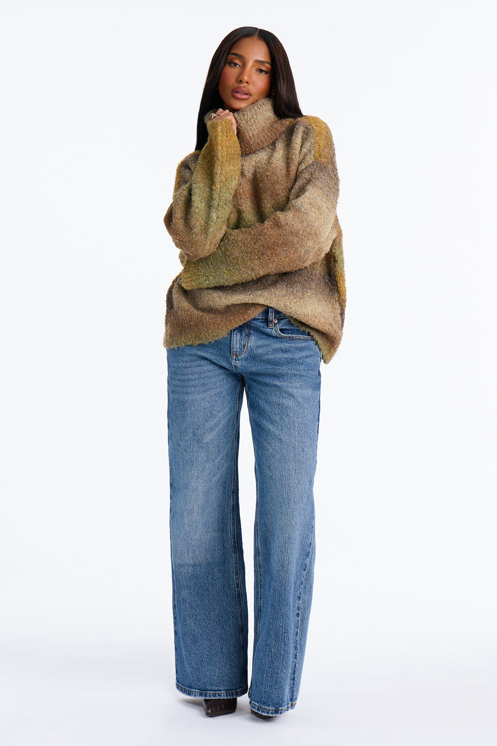 Leaf Crunch Ombre Sweater - Olive/combo