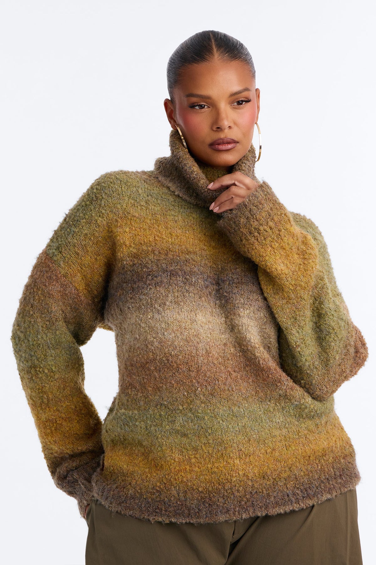 Leaf Crunch Ombre Sweater - Olive/combo