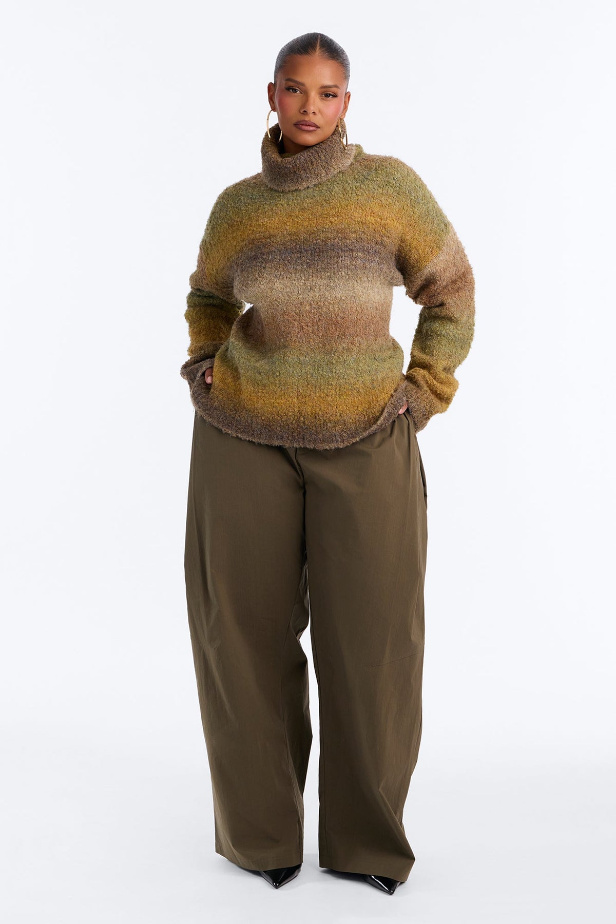 Leaf Crunch Ombre Sweater - Olive/combo