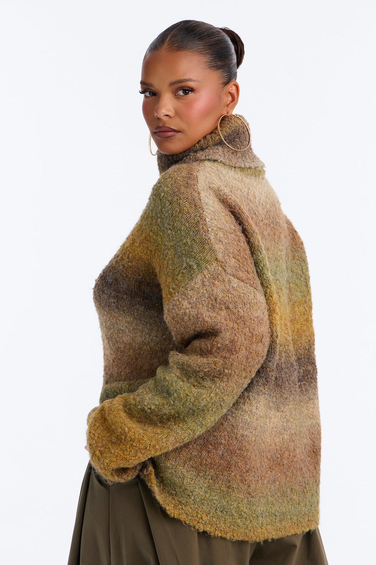 Leaf Crunch Ombre Sweater - Olive/combo