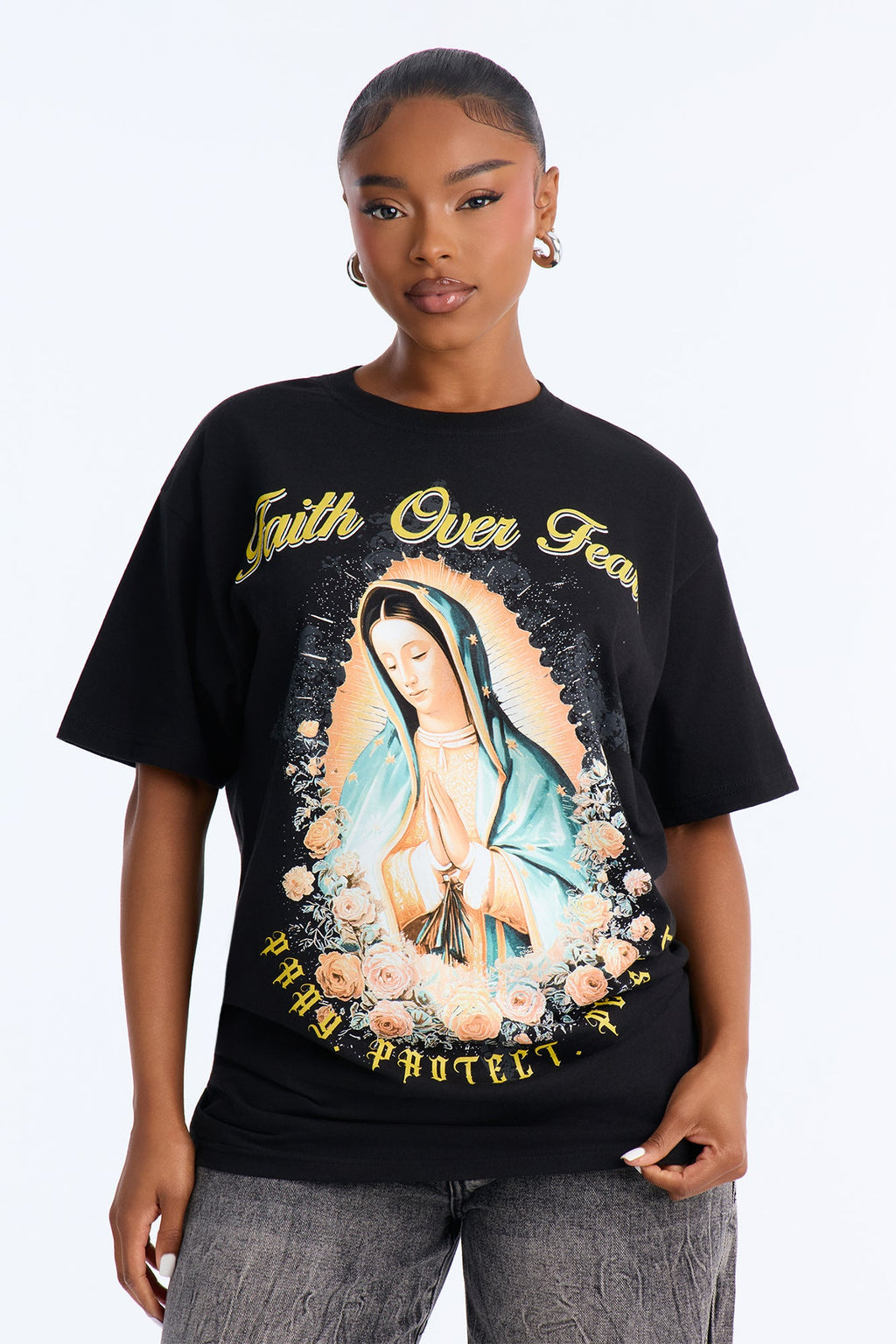 Faith Over Fear Praying Tee - Black