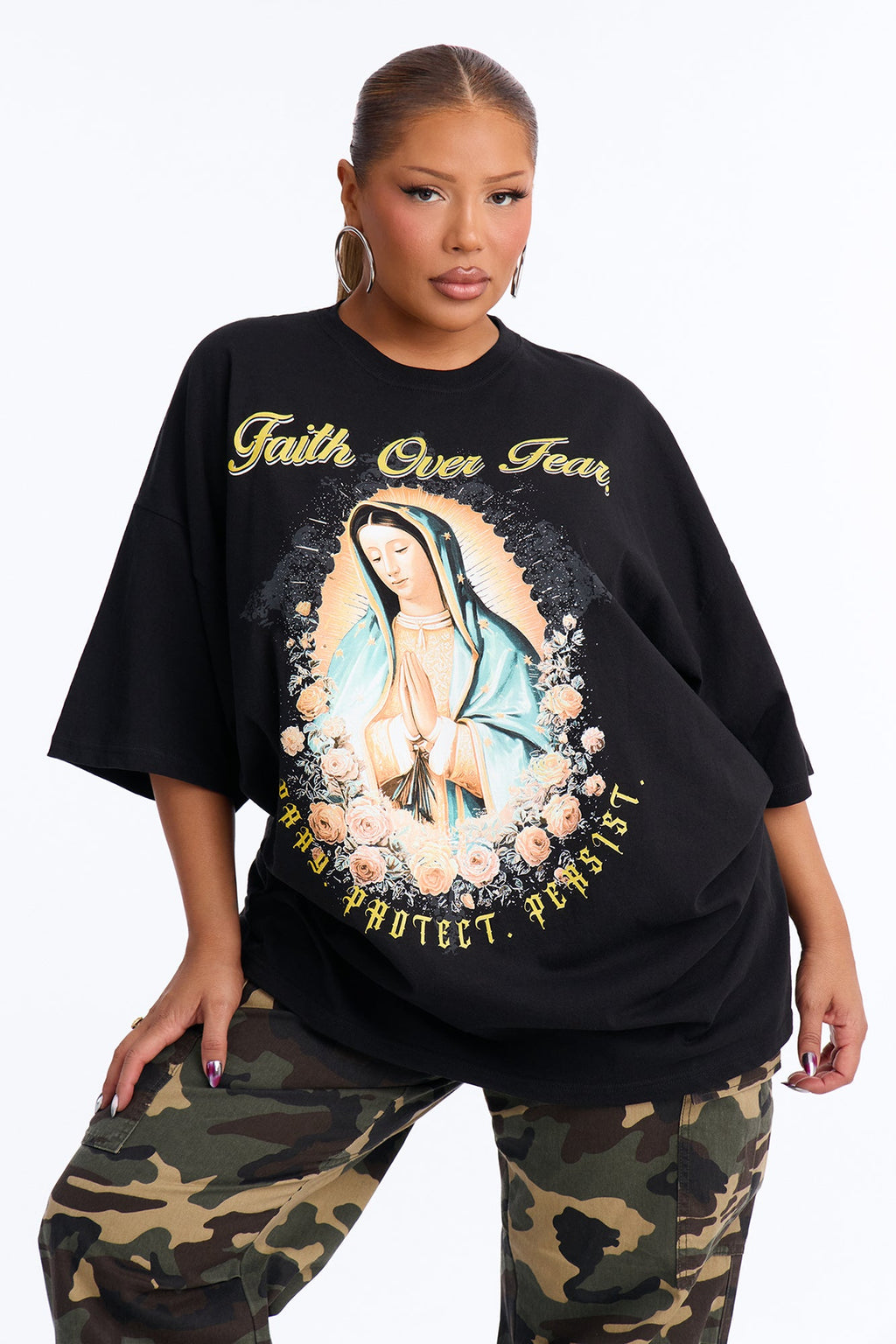 Faith Over Fear Praying Tee - Black
