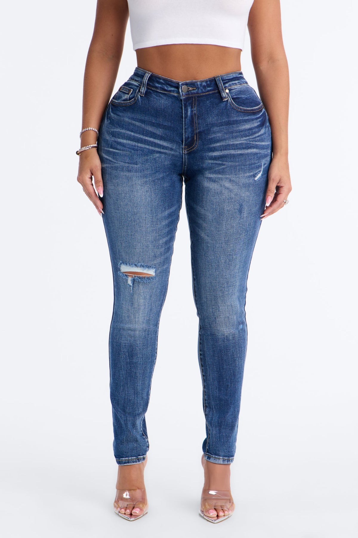 Effortless Soft Stretch High Rise Skinny Jeans - Dark Wash