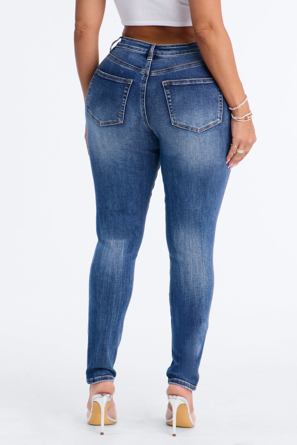 Effortless Soft Stretch High Rise Skinny Jeans - Dark Wash