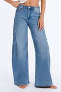Ease My Mind Stretch Wide Leg Jeans - Medium Wash