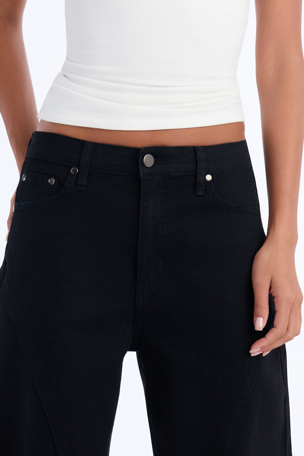 Ready To Discuss Stretch Barrel Jeans - Black