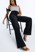 Best Dressed High Stretch Embellished Rhinestones Wide Leg Jeans - Black