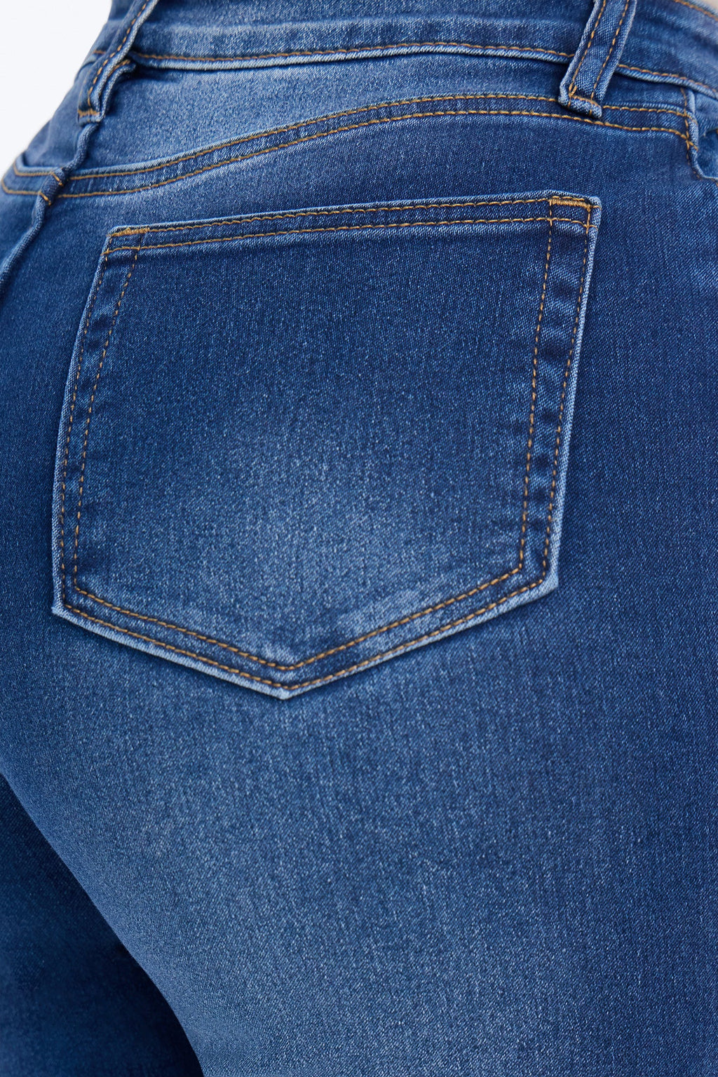 Make My Day Stretch Wide Leg Jeans - Dark Wash