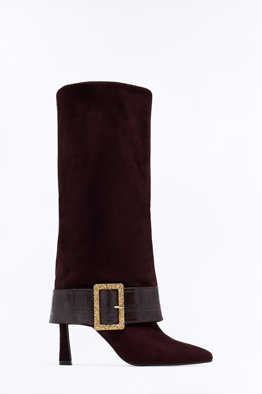 Feeling Lucky Overlay Heeled Boots - Brown