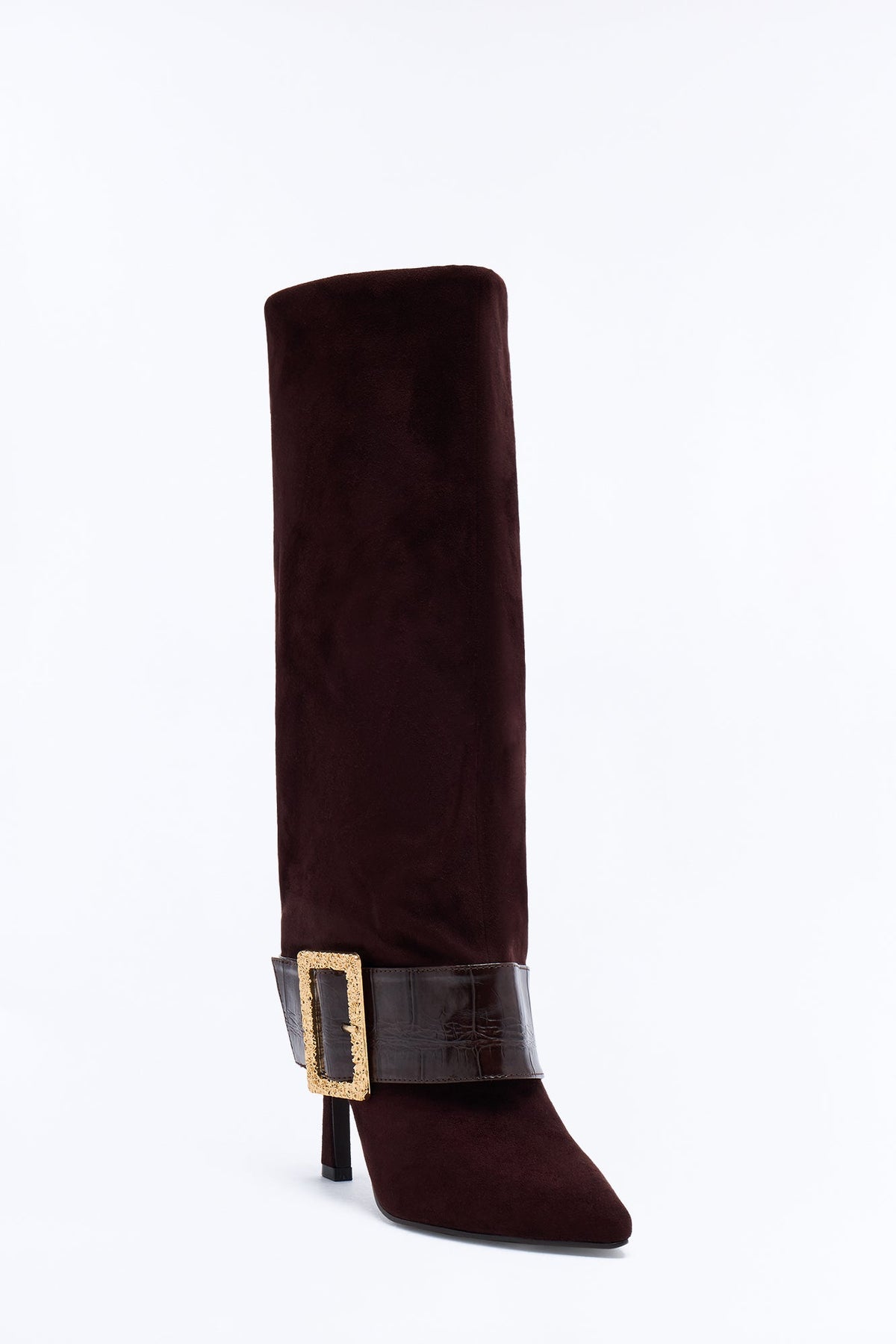 Feeling Lucky Overlay Heeled Boots - Brown