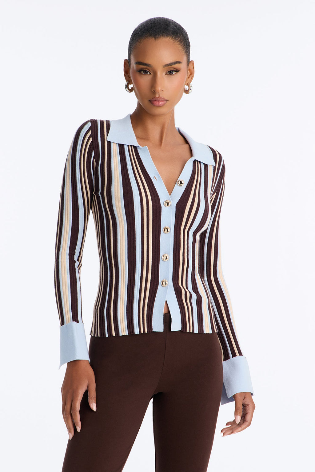 Make Things Right Striped Cardigan - Brown/combo