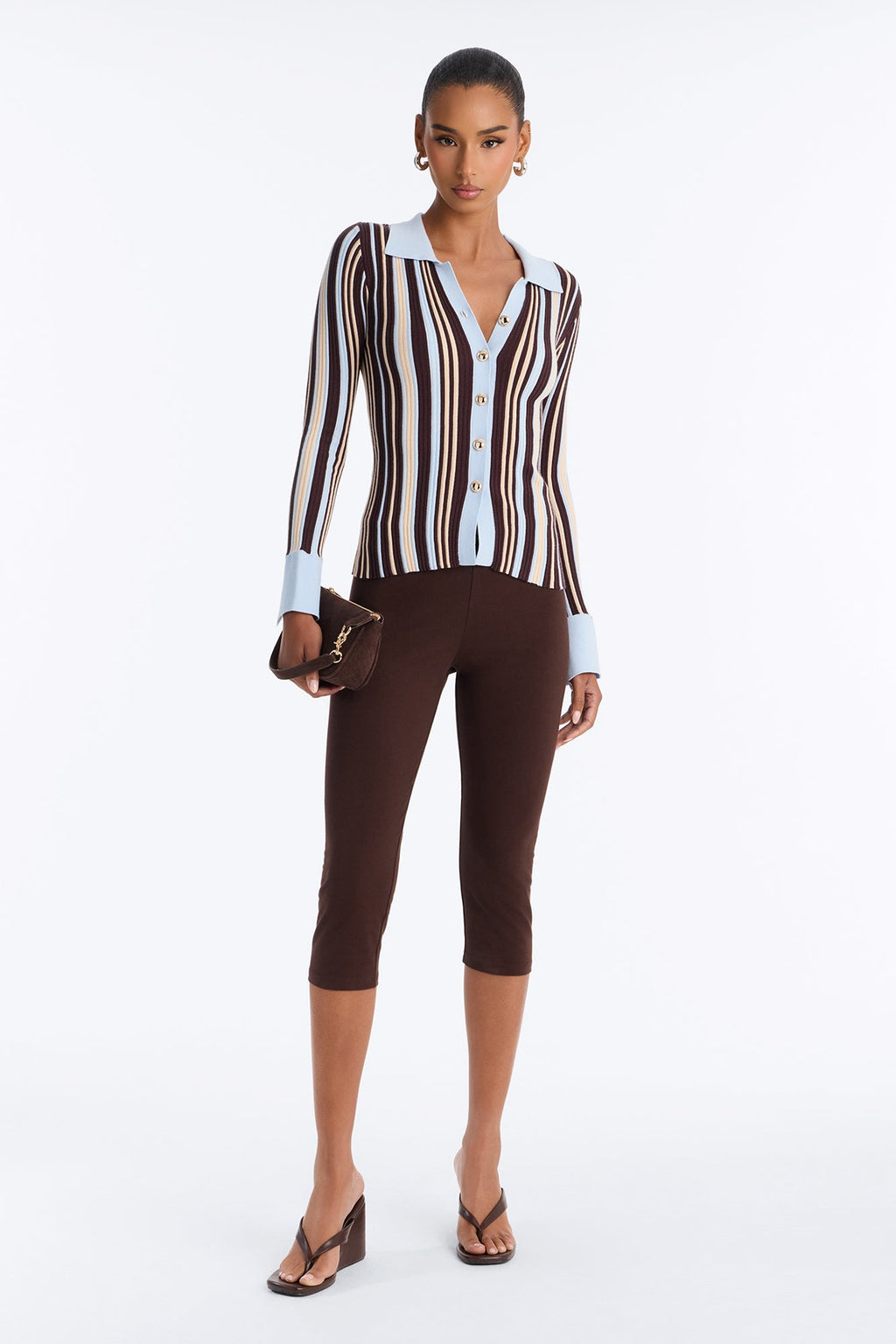 Make Things Right Striped Cardigan - Brown/combo