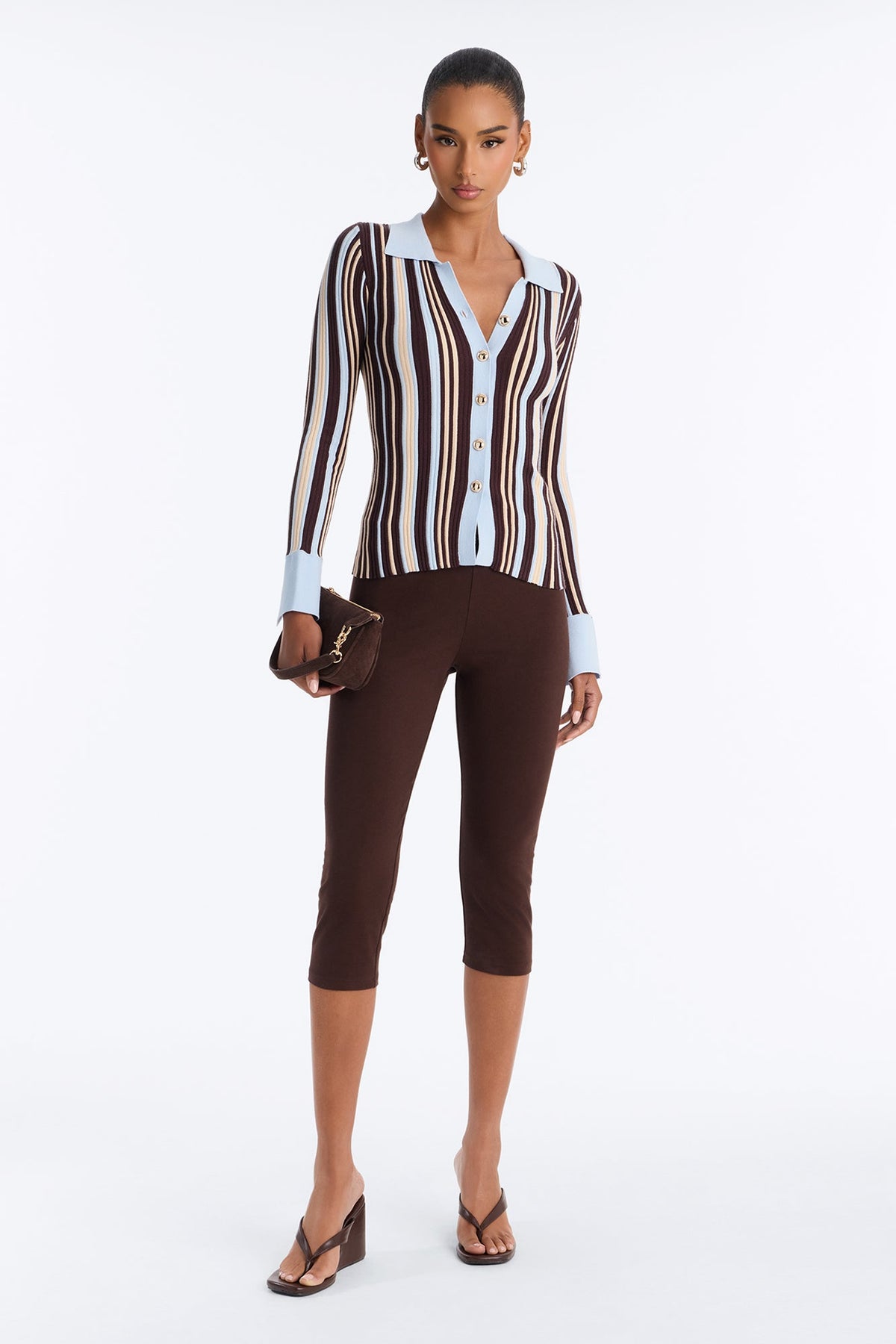 Make Things Right Striped Cardigan - Brown/combo