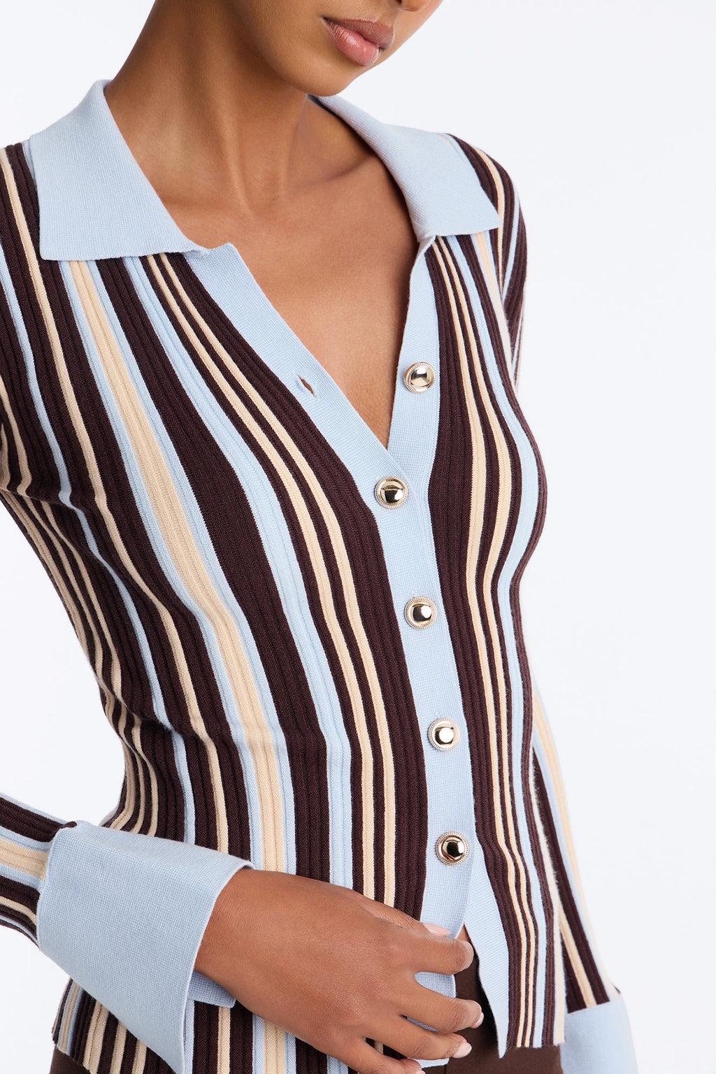 Make Things Right Striped Cardigan - Brown/combo