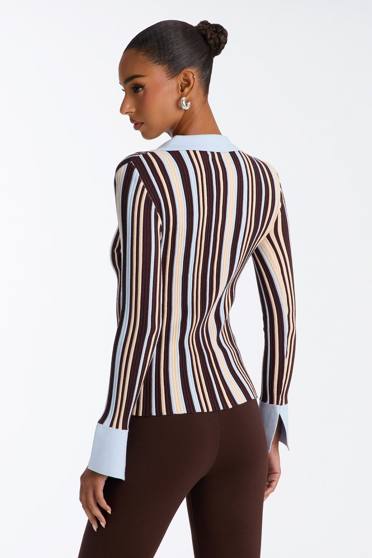 Make Things Right Striped Cardigan - Brown/combo