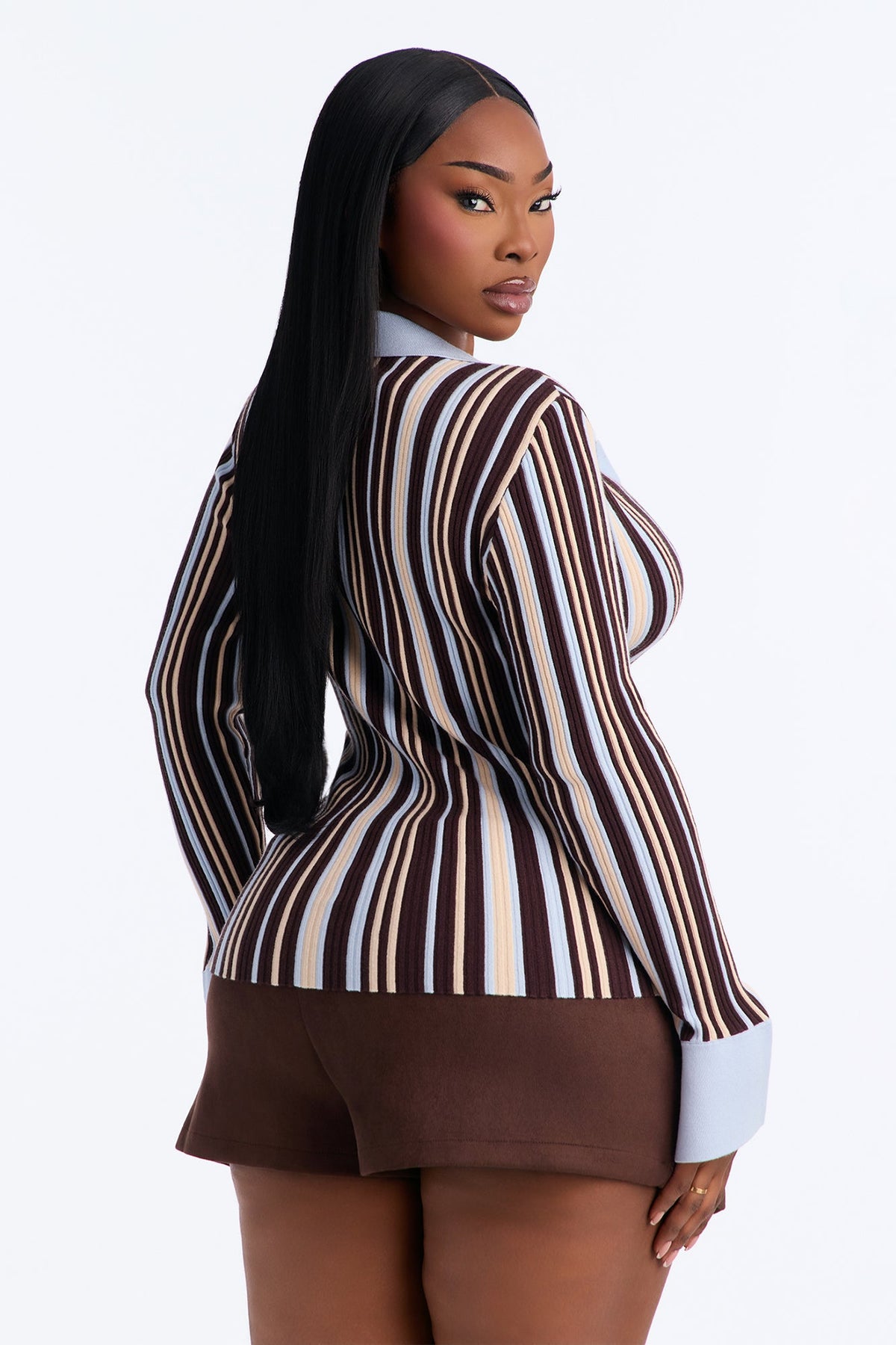Make Things Right Striped Cardigan - Brown/combo