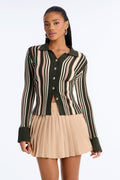 Make Things Right Striped Cardigan - Olive/combo