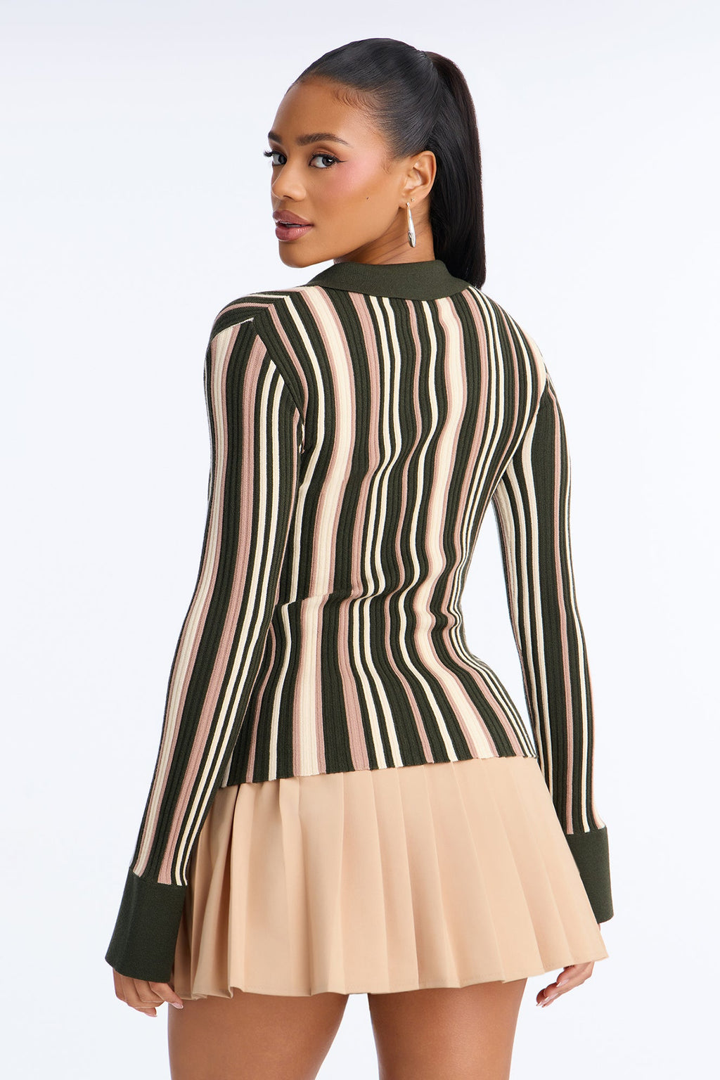 Make Things Right Striped Cardigan - Olive/combo