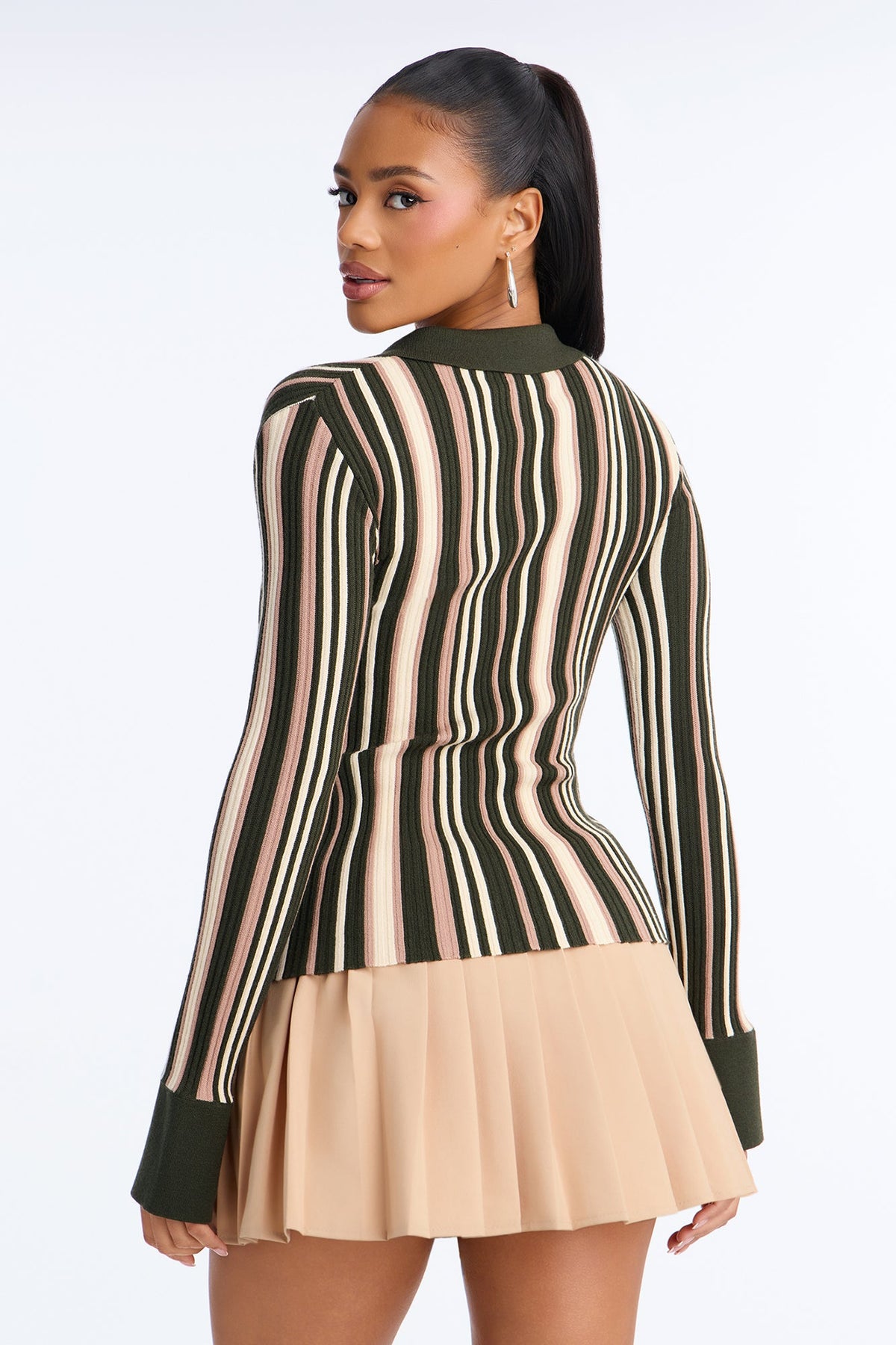 Make Things Right Striped Cardigan - Olive/combo