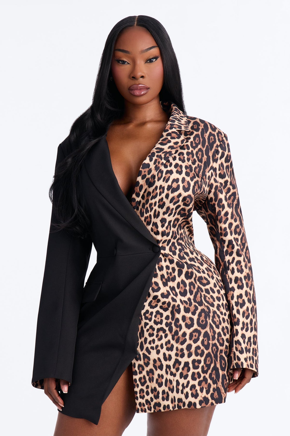 Split Decision Pinstripe Blazer Mini Dress - Black/combo