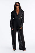 Amelia Chiffon Pant Set - Black