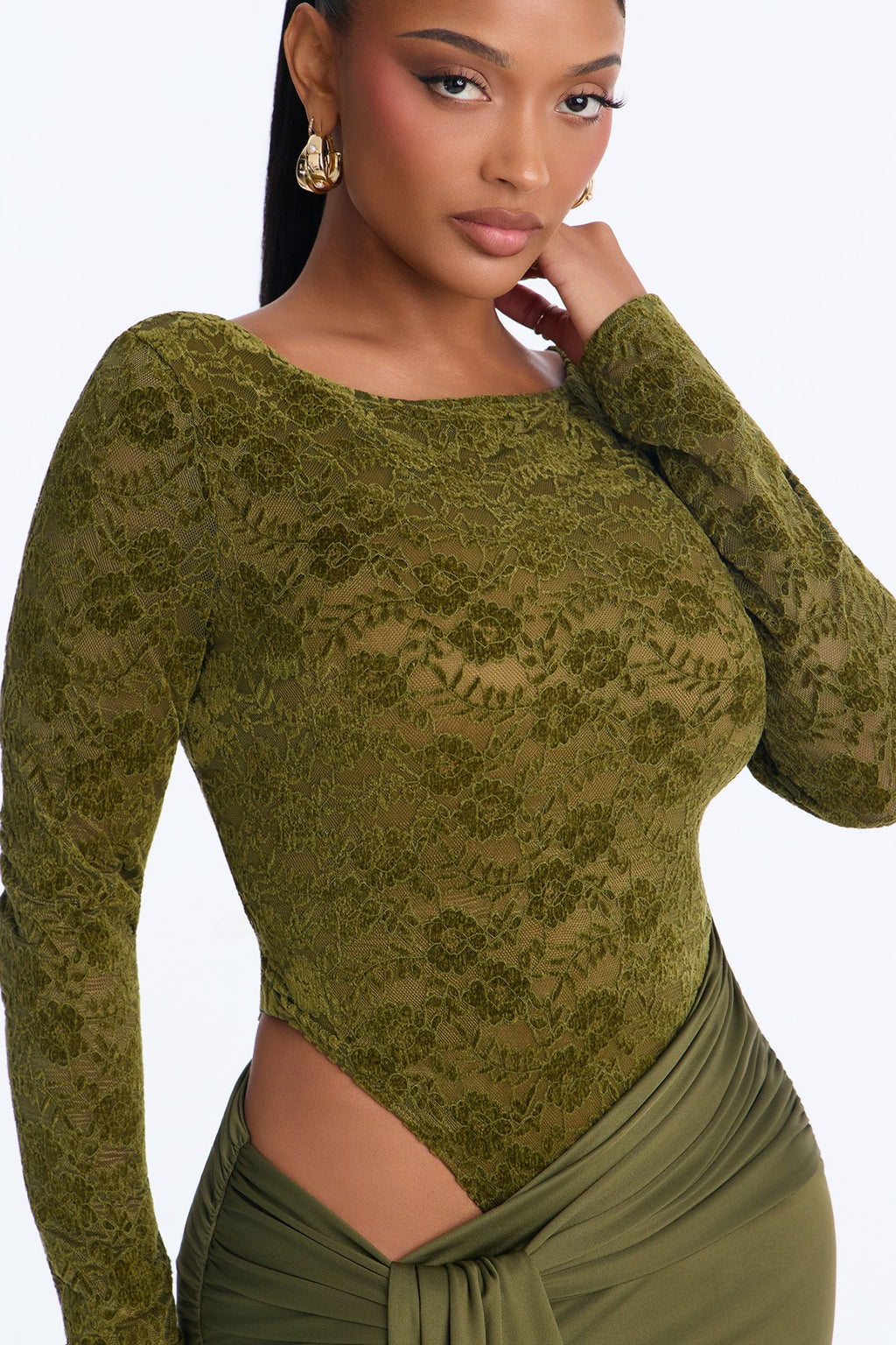 Fine And Refined Lace Maxi Dress - Olive