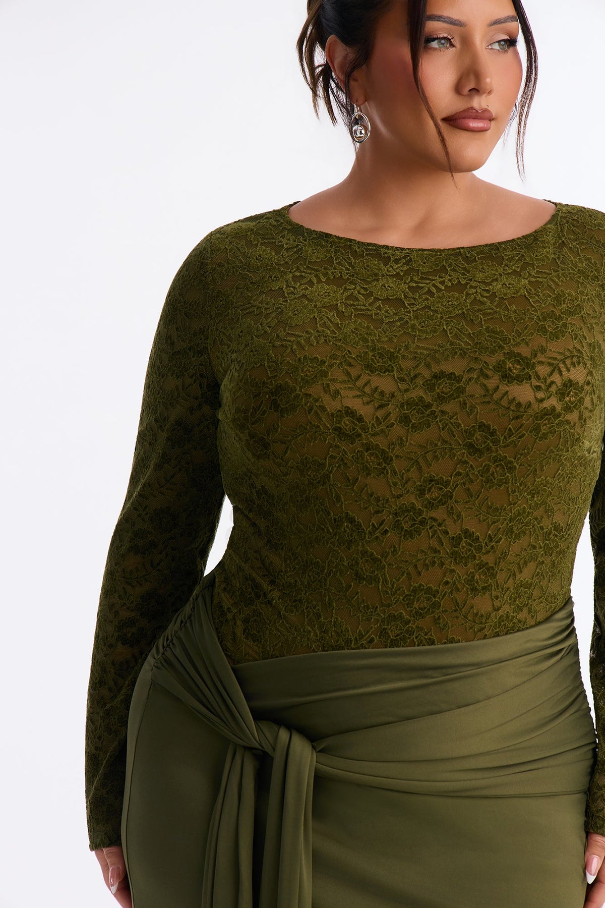 Fine And Refined Lace Maxi Dress - Olive