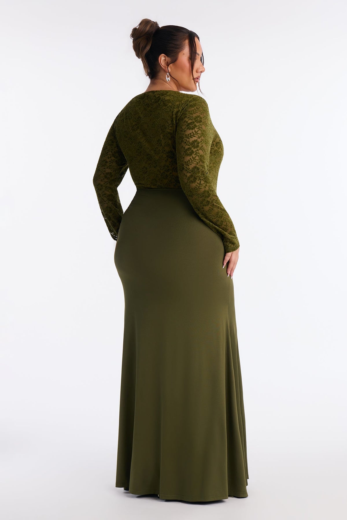 Fine And Refined Lace Maxi Dress - Olive