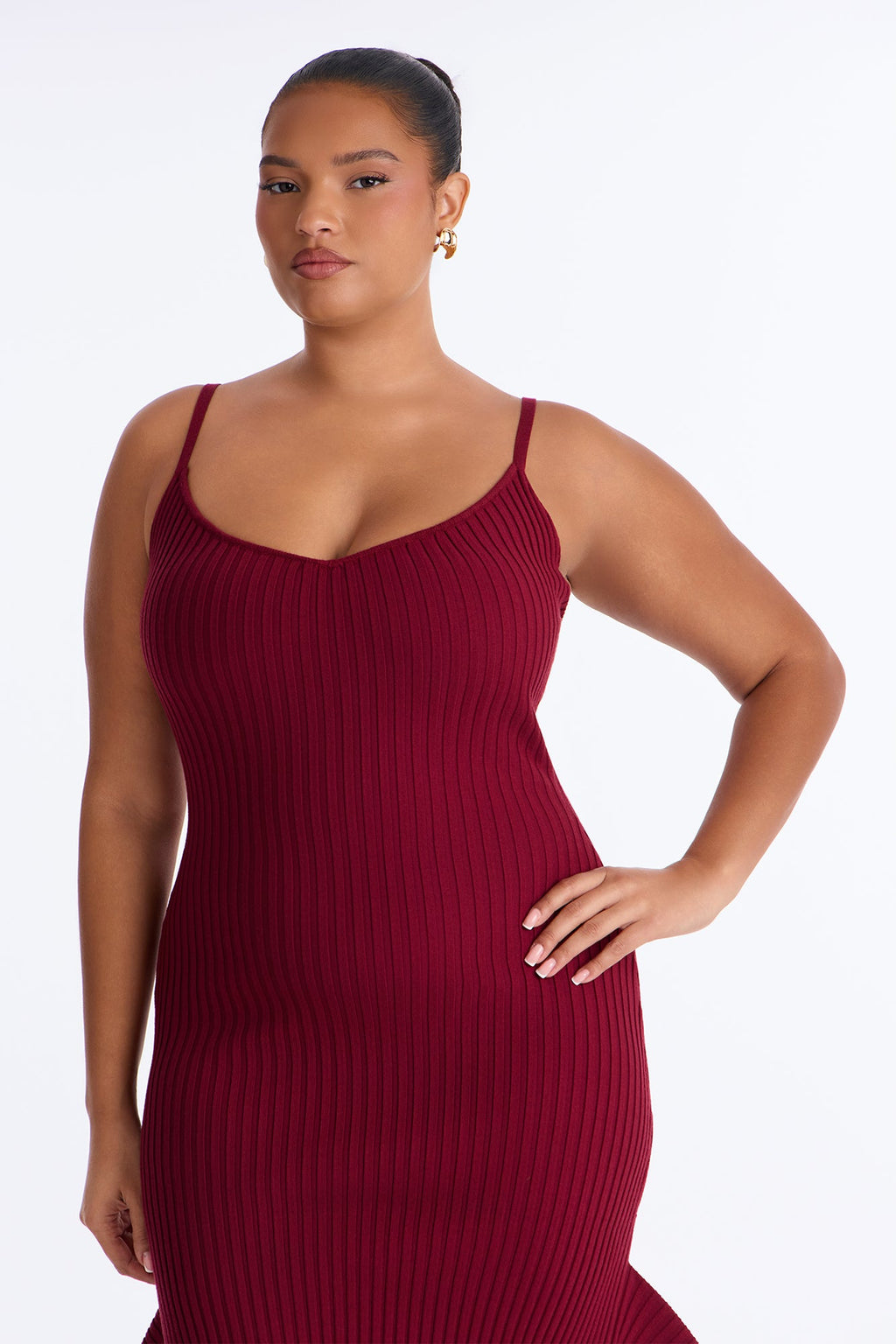 Rare Catch Fur Cardigan Sweater Midi Dress Set - Burgundy