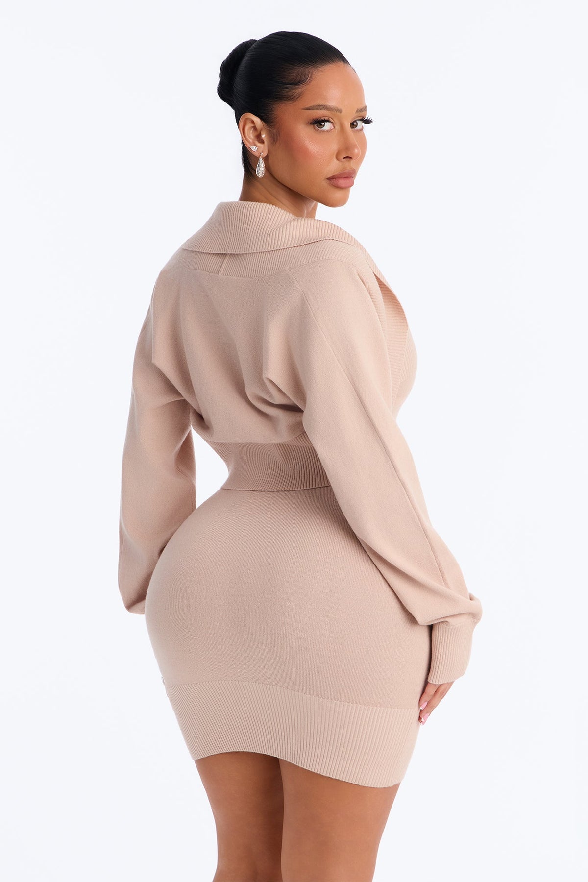 Amara Strapless Sweater Mini Dress Set - Taupe