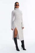 Melanie Long Sleeve Hacci Midi Dress - Heather Grey