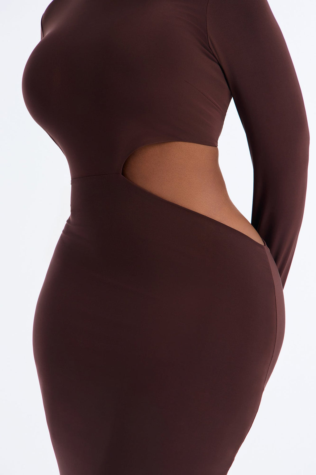 Maddy Long Sleeve Cut Out Maxi Dress - Brown