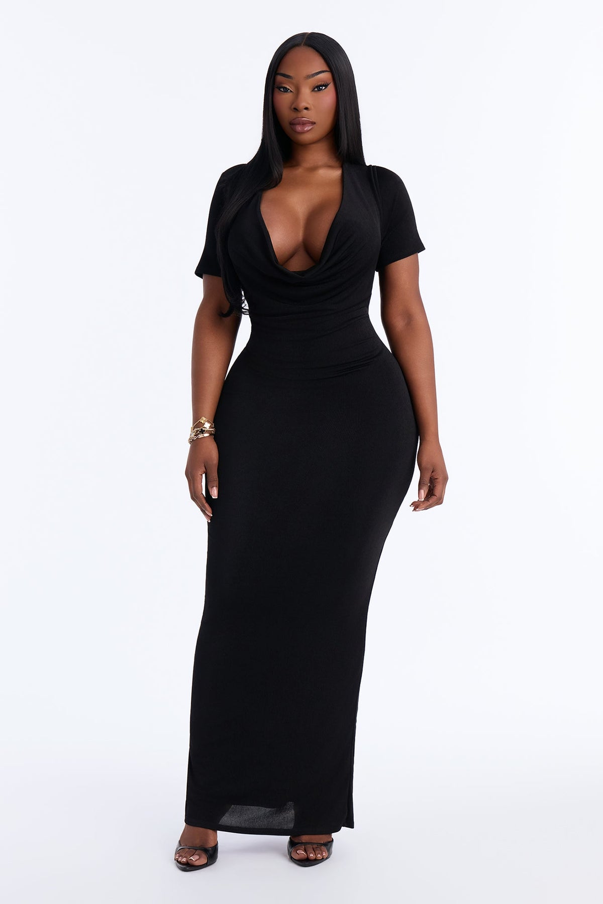 Nathalie Cowl Neck Maxi Dress - Black