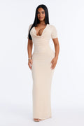 Nathalie Cowl Neck Maxi Dress - Cream